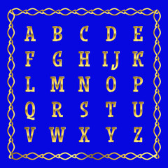 Vector golden alphabet. Golden letters.