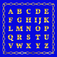 Vector golden alphabet. Golden letters.