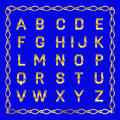 Vector golden alphabet. Golden letters.