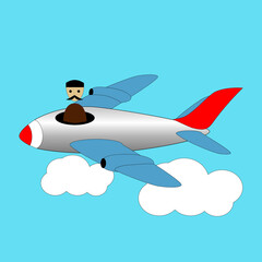 Stylized toy airplane with pilot. Vector illustration isolated.