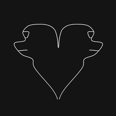 White and black stylized image of a heart in a minimalist style