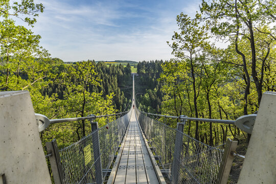 Geierlay, view to a large suspension bridge