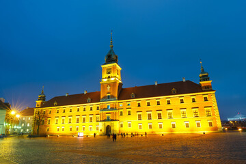 Fototapeta na wymiar Night view of old town in Warsaw, Poland