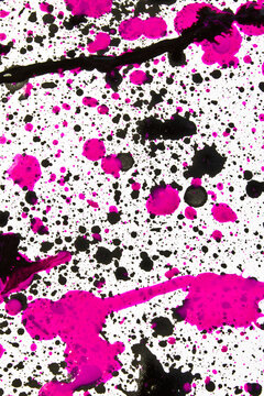 Abstract Pink and Black Paint Splatters