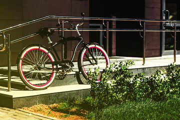 cycle near building in the summer day