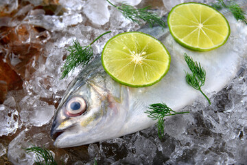 Frozen fresh trevally fish.