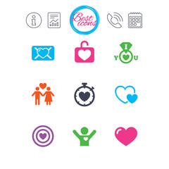 Love, valentine day icons. Target with heart.