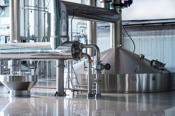 Tanks for beer storage. Modern Brewing Production.