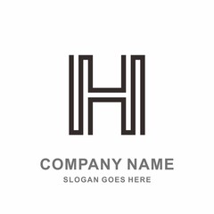 Monogram Letter H Geometric Square Strips Architecture Interior Construction Business Company Stock Vector Logo Design Template 