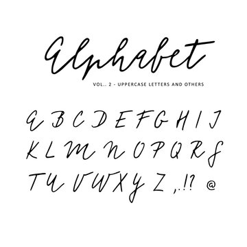 Hand drawn vector alphabet. Signature script brush font. Isolated letters written with marker, ink. Calligraphy, lettering.