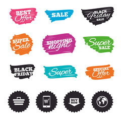 Online shopping icons. Smartphone, cart, buy.