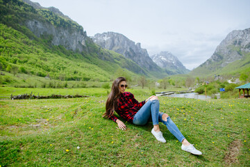 fashion woman relax in mountains