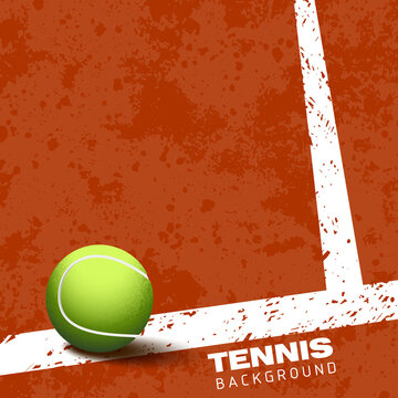 Tennis ball on court vector illustration background