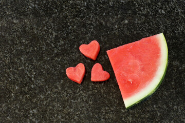 Fototapeta na wymiar Heart shaped watermelon