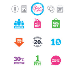 Sale discounts icon. Shopping, deal signs.