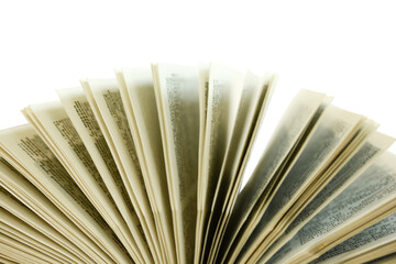 Splay book close up with isolated white background
