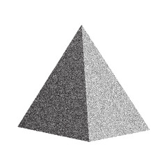 Vector Halftone Stippled Geometric Figure Illustration - 3D Quadrangular Pyramid