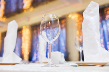 Served table in restaurant, bokeh on background