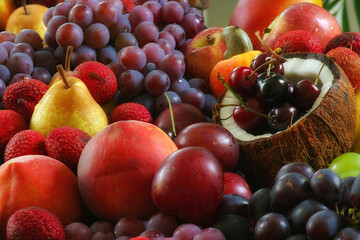 Bow of colorful fresh fruits