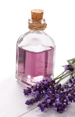 essential oil and lavender flowers