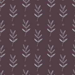 Watercolor cute ornate flowers seamless pattern. Illustration in decorative style. Natural elements. Hand painted floral illustration.