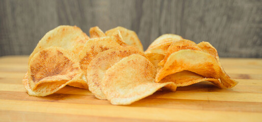 Portion of fried rounded potato