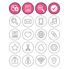 Universal icons. Smartphone, mail and music.