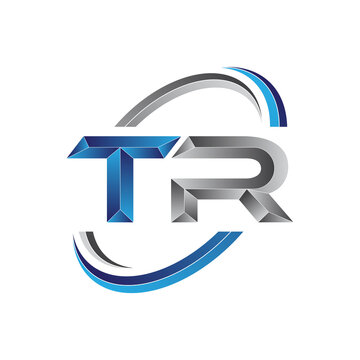 Simple initial letter logo modern swoosh TR