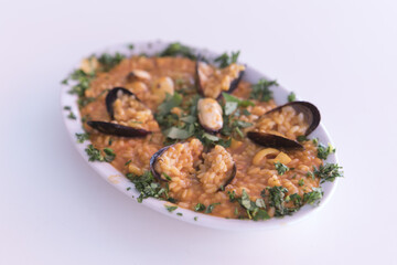food, paella, rice, seafood, spanish, recipe, dish, pan, prawn, cuisine