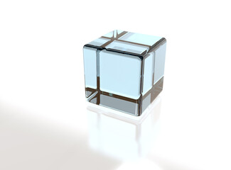 Transparent Ice Glass Cube - 3D Rendering Image
