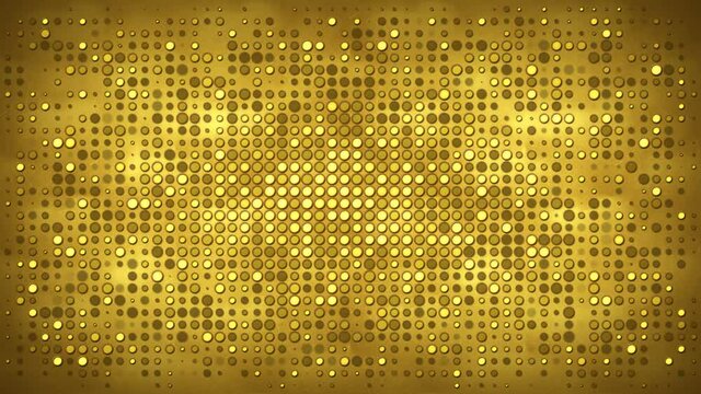 Gold wall with flashing lights. Computer generated seamless loop absrtact background 4k (4096x2304)
