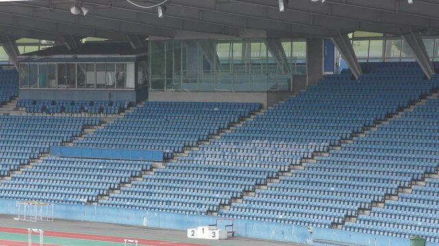 Empty seats in the stadium.