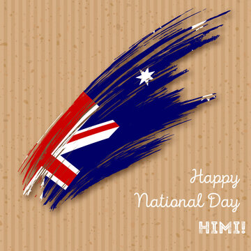 HIMI Independence Day Patriotic Design. Expressive Brush Stroke in National Flag Colors on kraft paper background. Happy Independence Day HIMI Vector Greeting Card.