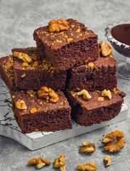Delicious homemade brownie with Strawberry