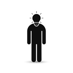 Man with idea bulb instead head icon, vector talent man illustration.