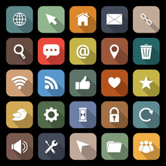 Website flat icons with long shadow