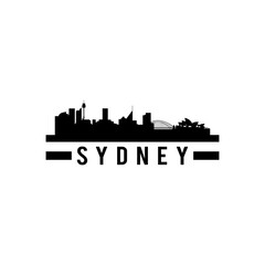 Silhouette of City Skyline Landscape of Sydney City