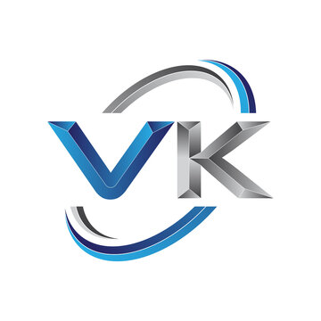 Simple initial letter logo modern swoosh VK