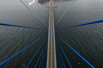 Fototapeta premium Vladivostok, view from bridge top to Russky Island