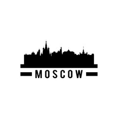 Silhouette of City Skyline Landscape of  Moscow City