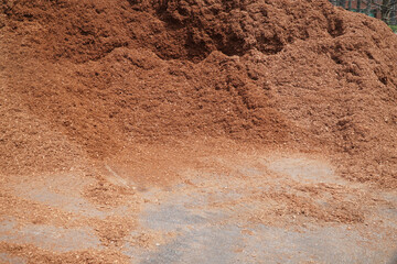 mulch in pile for gardening