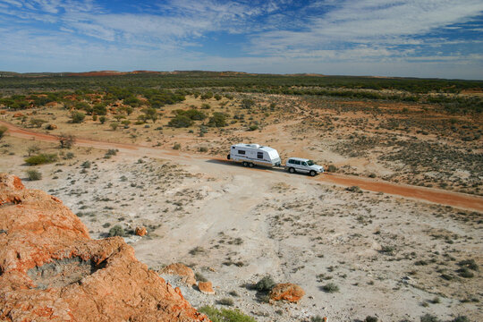 Four Wheel Drive and off road Caravan in the Outback of Western Australia