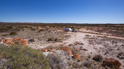Four Wheel Drive and off road Caravan in the Outback of Western Australia