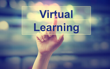 Virtual Learning concept with hand