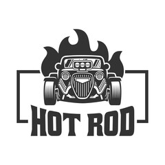 Obraz premium Hot Rod car logo, HotRod vector emblem, Vector Hot Rod car logo design, hotrod vector 