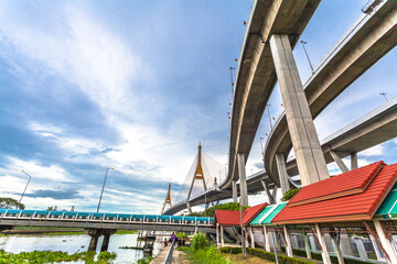 Bhumibol bridge across Cho Phraya river