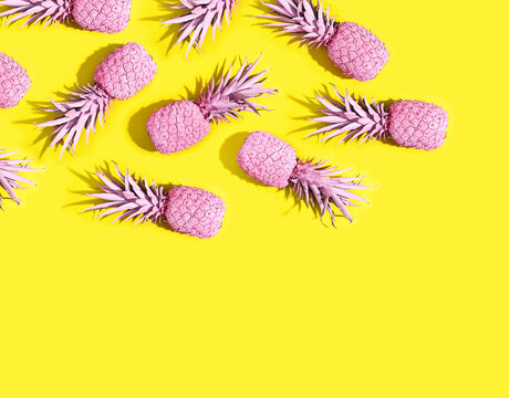 Pink painted pinapples