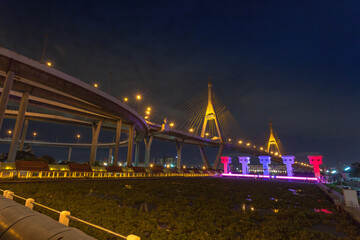 Bhumibol bridge across Cho Phraya river