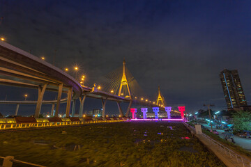 Bhumibol bridge across Cho Phraya river