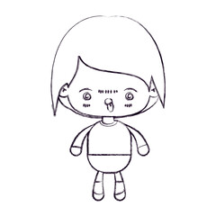 blurred thin silhouette of kawaii little boy with facial expression furious vector illustration